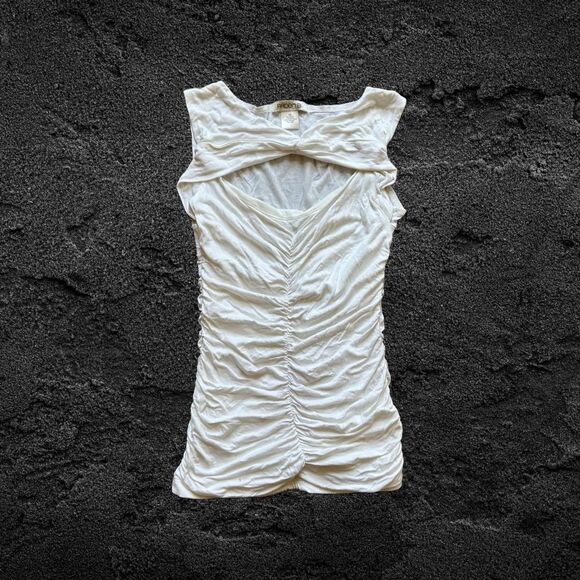 Cream Y2K Ruched Top - Picture 1 of 4